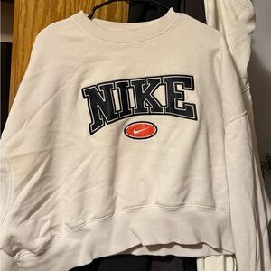 Nike Off-White Sweatshirt with Black and Red Logo